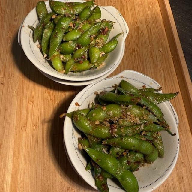Edamame with Chili Crisp.