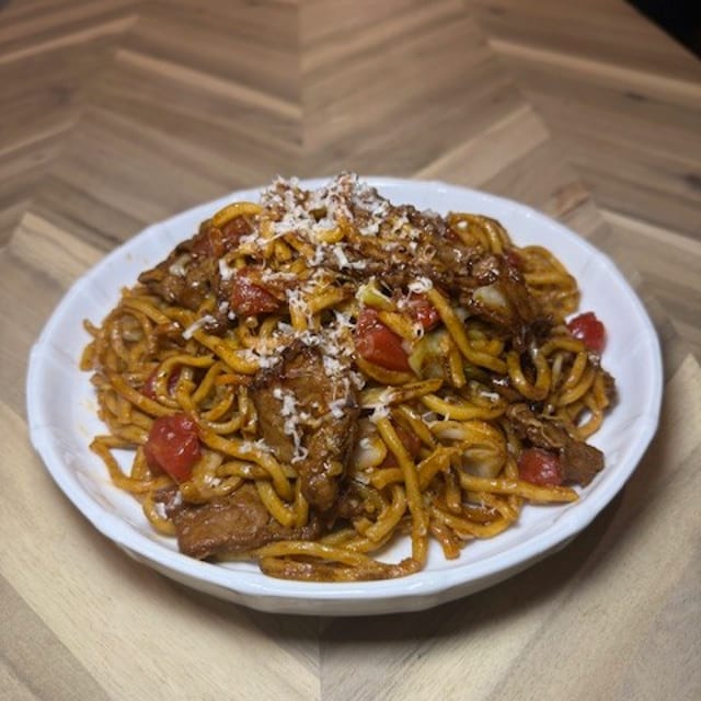 Tomato Beef Chow Mein.